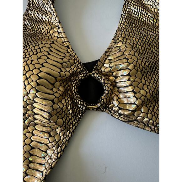 Sexy Faux Snake pattern Gold Bathing Swim Suit Med - Picture 2 of 4